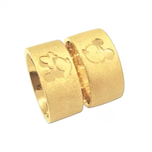 Alianças de Ouro 18k Diamantada Mickey e Minnie com 10mm